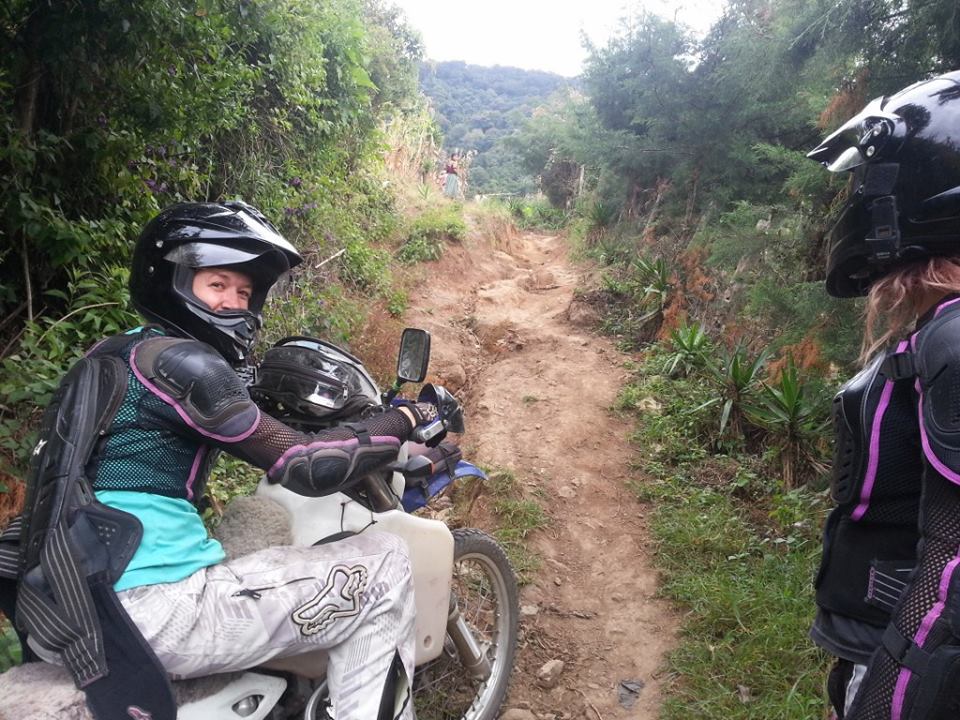 Women Who Ride: Becky getting on a gnarly road outside Antigua, Guatemala