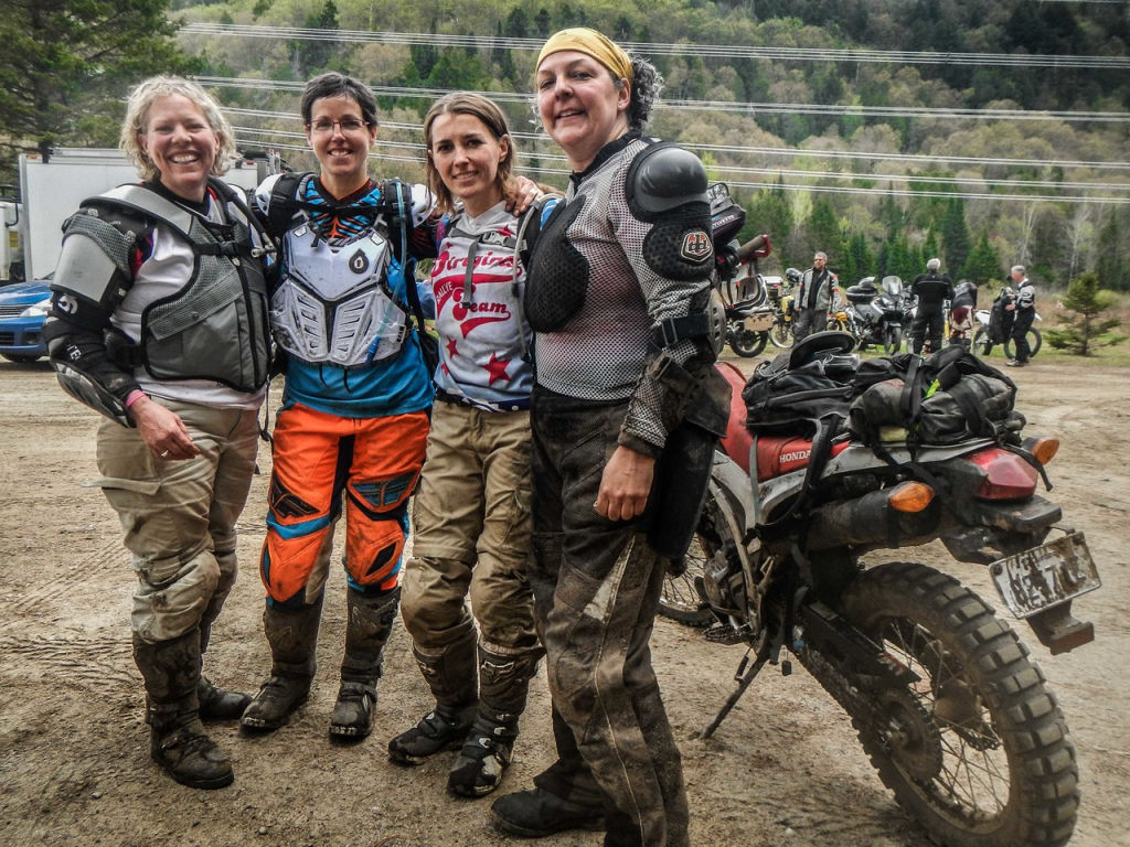 Women Who Ride: ChantalCournoyer with friends Véronique Dion, Claudia Riverin and Sylvianne Chartrand doing an offroad ride with over 200 riders