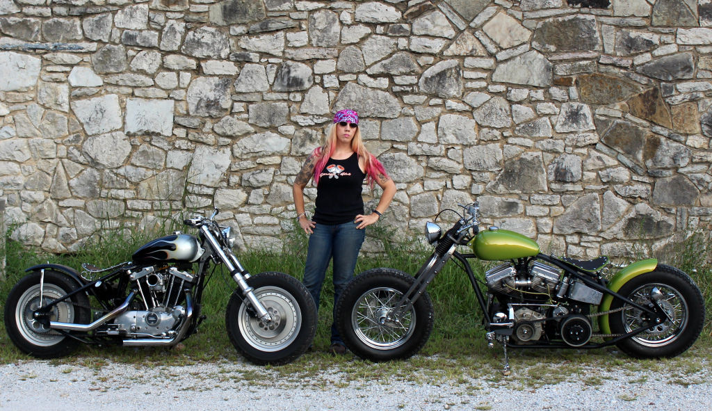 Women Who Ride: Chris Gibbany with her 1981 Harley Ironhead and 1956 Harley Panhead 