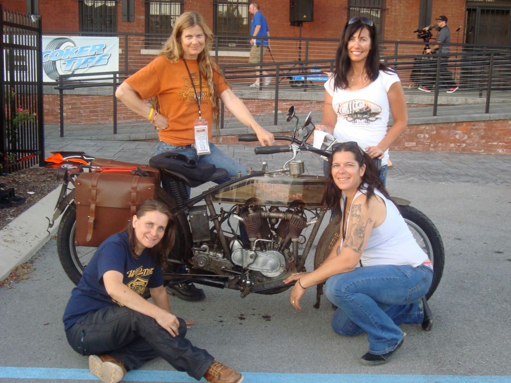 Cristine's 2010 Motorcycle Cannonball " Effie Crew". Clockwise from top left - Cristine, Laura Klock, Athena Ransom and Toast Boyd.