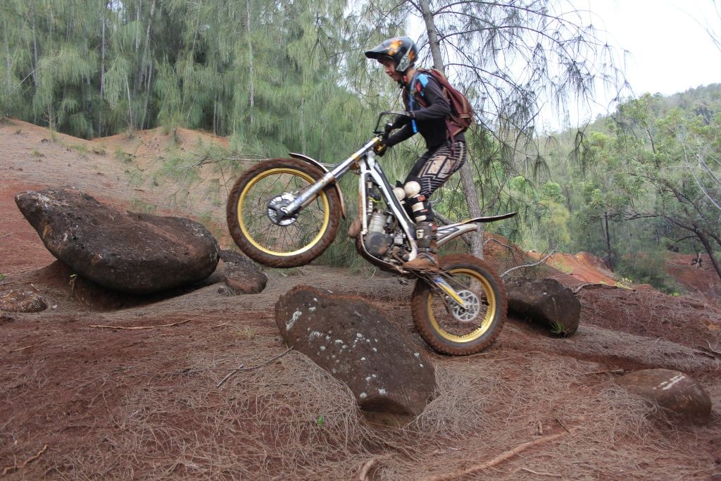 Women Who Ride: Glennel Warren riding on some technical trails in Hawaii