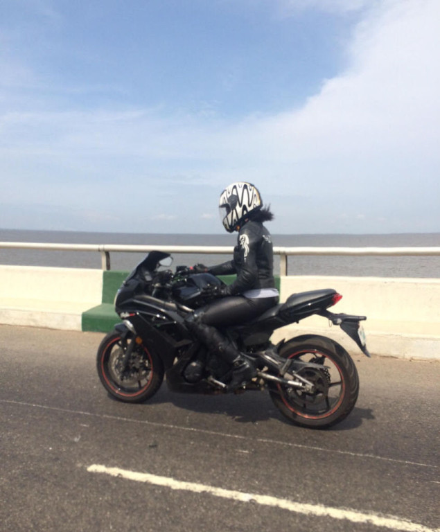 Women Who Ride: Motorcyclist Jane Michael Ekanem crossing the 3rd Mainland Bridge in Lagos, Nigeria