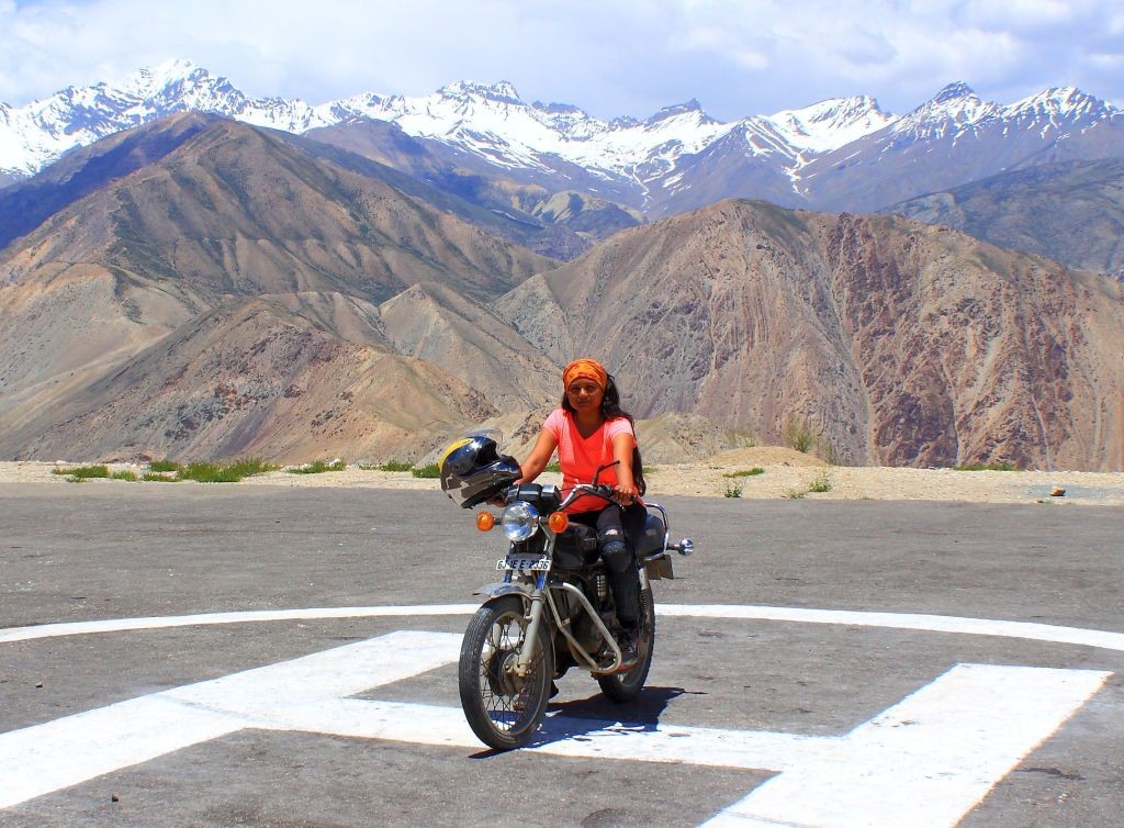 Women Who Ride: Jigisha Rajput at Nako helipad on the outskirts of Nako village, Himachal Pradesh
