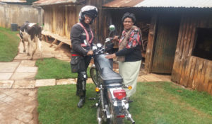 Motorcyclist Joan Wamayu Ndarathi from Kenya with her mother