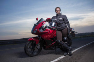 Motorcyclist Joan Wamayu Ndarathi from Kenya