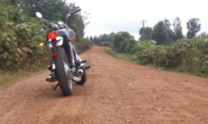 Riding on a dirt road in Kenya