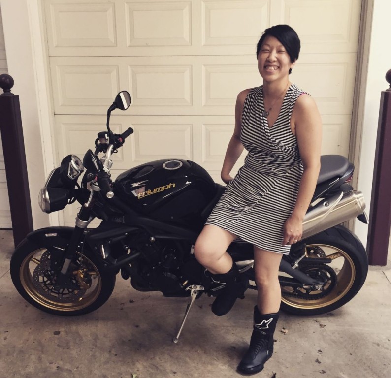 Joanne with her Triumph Street Triple R