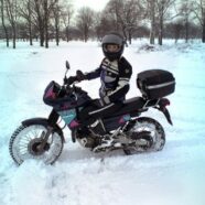 Katya_riding in winter with my first bike
