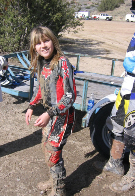Women Who Ride: Leah Van Holten after riding through the mud. 10 years old and ready for more.