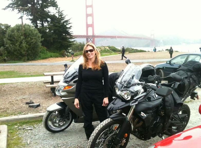 Women Who Ride: Monica Lanese in front of the Golden Gate Bridge