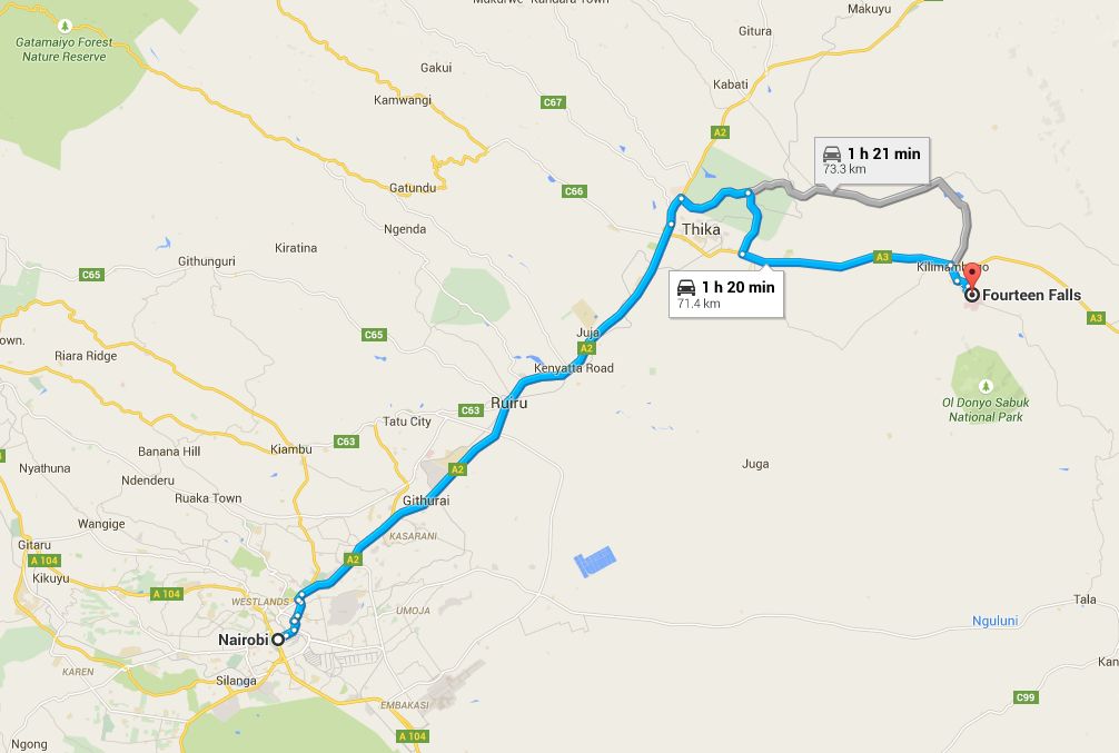 Riding to Fourteen Falls from Nairobi